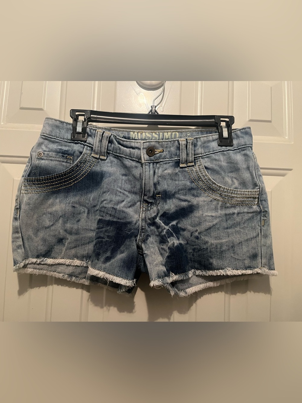 Mossimo Supply Co. Blue Tie-Dye Denim Frayed Hem Shorts